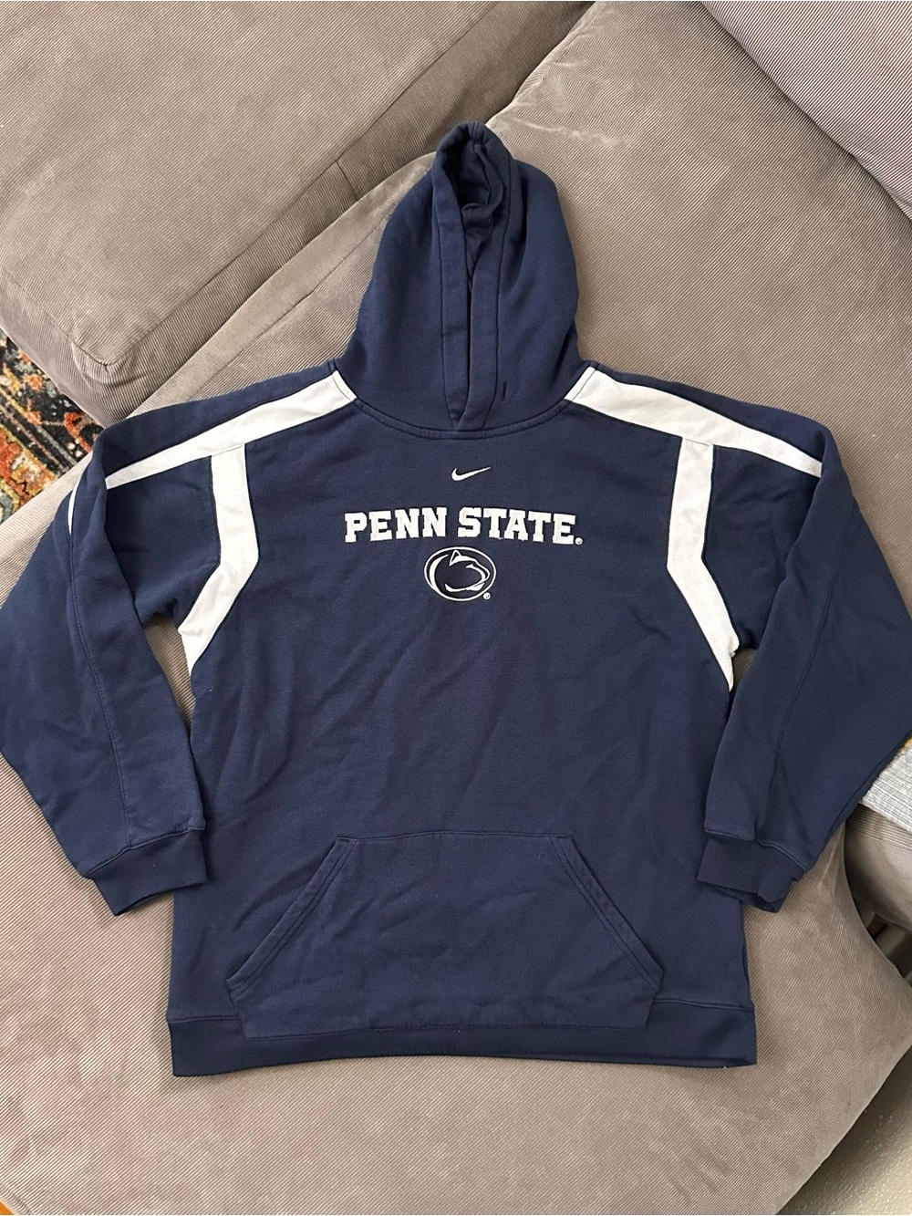 Vintage Penn State Nittany Lions Hoodie Youth Large Blue Nike Center Swoosh